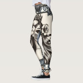 Polynesischer Prinzessin Blauer Blumenstamm Leggings (Links)