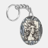 Polynesischer Prinzessin Blauer Blumenstamm Schlüsselanhänger (Vorderseite links)