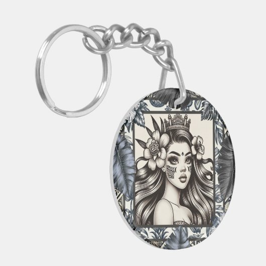 Polynesischer Prinzessin Blauer Blumenstamm Schlüsselanhänger (Vorderseite links)