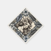 Polynesischer Prinzessin Blauer Blumenstamm Serviette (Ecke)