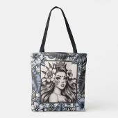 Polynesischer Prinzessin Blauer Blumenstamm Tasche (Rückseite)