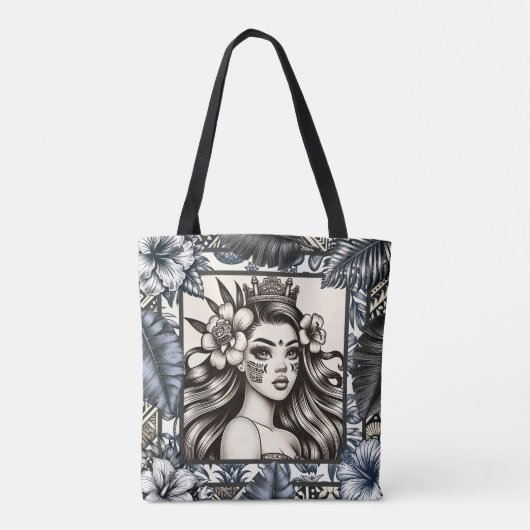 Polynesischer Prinzessin Blauer Blumenstamm Tasche (Rückseite)