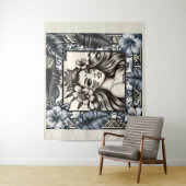 Polynesischer Prinzessin Blauer Blumenstamm Wandteppich (Beispiel)