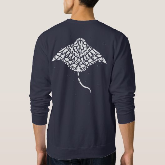 Polynesischer Tattoo Manta Ray Sweatshirt (Rückseite)