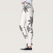 Polynesischer Tattoo Schwarz-weiße Line Art Leggings (Links)