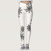 Polynesischer Tattoo Schwarz-weiße Line Art Leggings (Vorderseite)