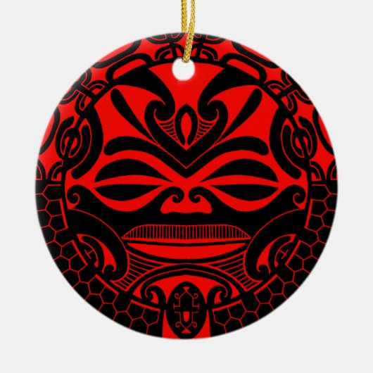 Polynesischer tiki Maskenentwurf Keramikornament (Vorne)