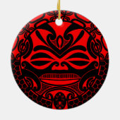 Polynesischer tiki Maskenentwurf Keramikornament (Hinten)