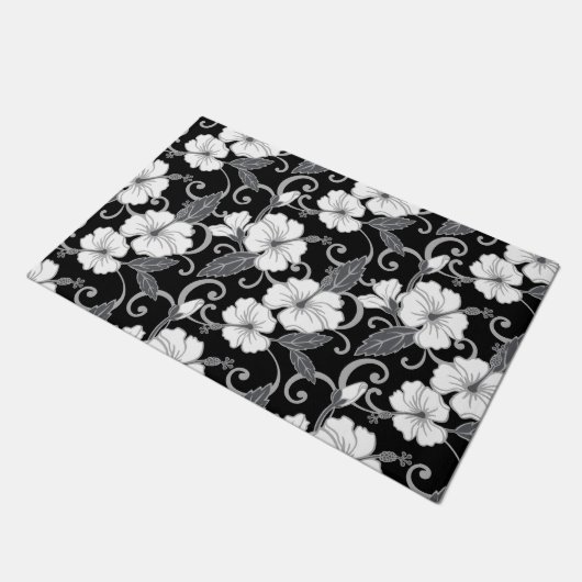 POLYNESISCHER TRAAM (SCHWARZ) FUßMATTE (Schrägansicht)