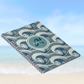 Polynesisches Beach Waves and Blume Ocean Pattern Notizblock