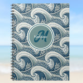 Polynesisches Beach Waves and Blume Ocean Pattern Notizblock