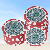 Polynesisches Beach Waves and Blume Ocean Pattern Pokerchips