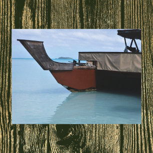 Polynesisches Schiff und Inselgewölbte Canvas Leinwanddruck