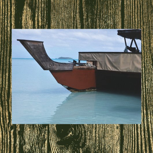 Polynesisches Schiff und Inselgewölbte Canvas Leinwanddruck
