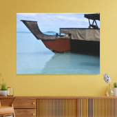 Polynesisches Schiff und Inselgewölbte Canvas Leinwanddruck (Insitu (Wohnzimmer))