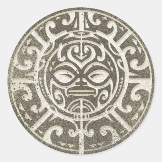 Polynesisches Stammesgefühl Brown Runder Aufkleber (Vorderseite)