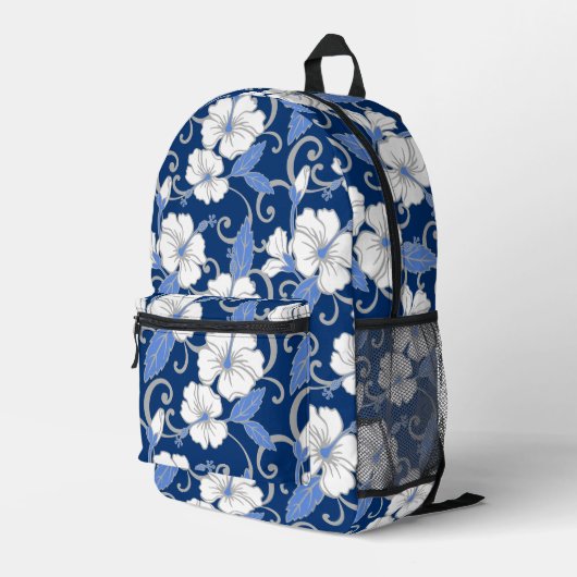 POLYNESISCHES TRAUMPATTER IN BLAU BEDRUCKTER RUCKSACK (Rückseitige Ecke Rechts)