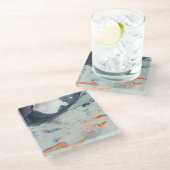 Polyphonisches Meer - Beige Glasuntersetzer (Schrägansicht)