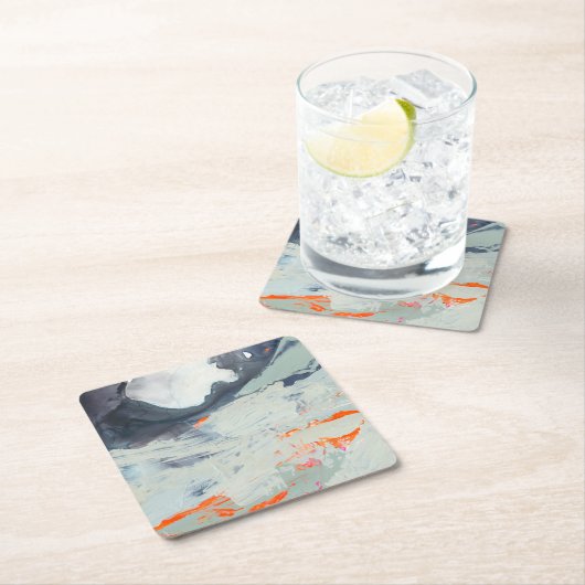 Polyphonisches Meer - Beige Rechteckiger Pappuntersetzer (Vor Ort)