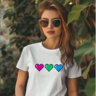 Polysexual Flag Pixel Herz T-Shirt
