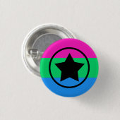 Polysexualitätsflagge mit einem Stern im Kreis Button (Vorne & Hinten)