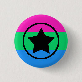 Polysexualitätsflagge mit einem Stern im Kreis Button