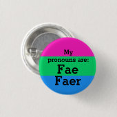 Polysexualitätsflagge mit Fae/Faer Pronomen Button (Vorne & Hinten)