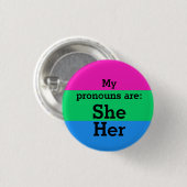 Polysexualitätsflagge mit ihren Pronomen Button (Vorne & Hinten)