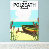 Polzeath, Cornwall Seaside Reiseplakat Leinwanddruck (Insitu (Holzboden))