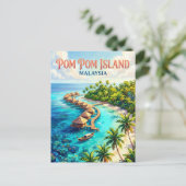 Pom Pom Insel Malaysia Postkarte (Stehend Vorderseite)