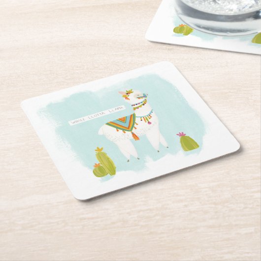 Pom Pom Llama Rama - ganz Lotta Llama Rechteckiger Pappuntersetzer (angewinkelt)