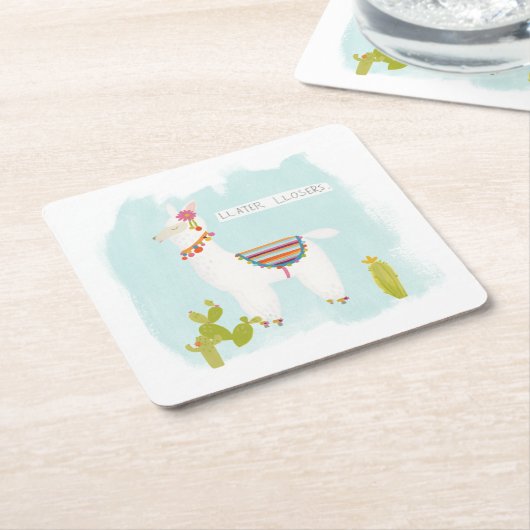 Pom Pom Llama Rama - Llater Llosers Rechteckiger Pappuntersetzer (angewinkelt)