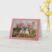 Pom Pom Mops Card Karte (Gelbe Blume)