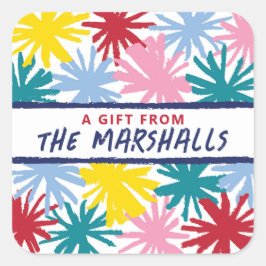 POM POM QUADRATISCHER AUFKLEBER