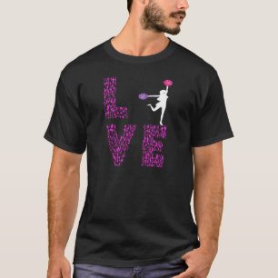 Pom Poms Cheer Girl Liebe Leopard Cheerleader Chee T-Shirt