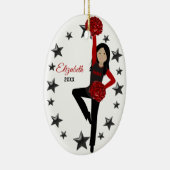 Pom Squad Black Hair Red & Black Keramik Ornament (Rechts)