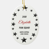 Pom Squad Black Hair Red & Black Keramik Ornament (Hinten)