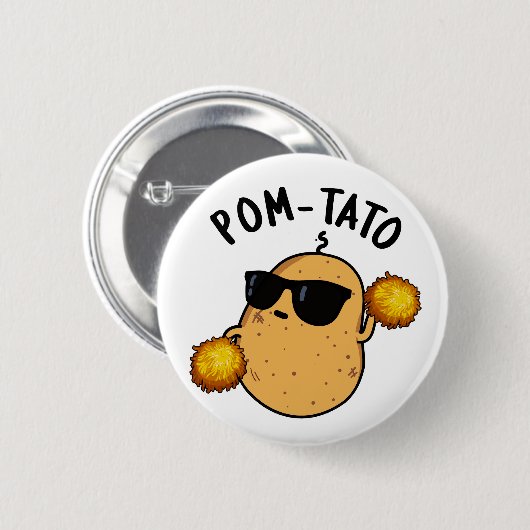 Pom tato Funny Potato Pun Button (Vorne & Hinten)