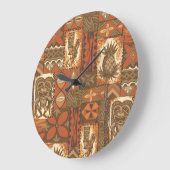 Pomaika’i Tiki Hawaiian Vintag Tapa Große Wanduhr (Winkel)