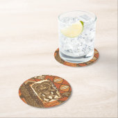 Pomaika’i Tiki Hawaiian Vintag Tapa Runder Pappuntersetzer (Vor Ort)