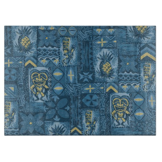 Pomaika’i Tiki Hawaiian Vintag Tapa Schneidebrett (Vorderseite)