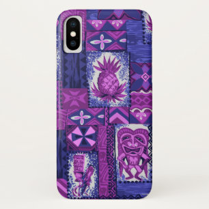 Pomaika’i Tiki Hawaiian Vintag Tapa Violet iPhone X Hülle