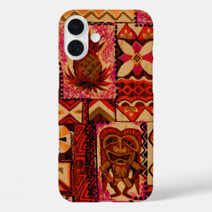 Pomaika’i Tiki Hawaiian Vintage Tapa Faux Holz Cas iPhone 16 Plus Hülle