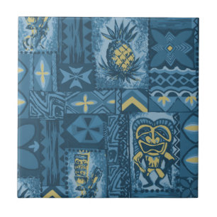 Pomaika’i Tiki Hawaiian Vintage Tapa Fliese