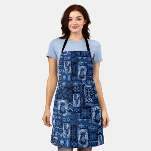 Pomaika’i Tiki Hawaiian Vintage Tapa Navy Schürze