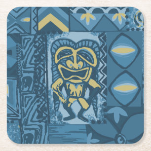Pomaika’i Tiki Hawaiian Vintage Tapa Rechteckiger Pappuntersetzer