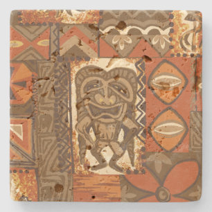 Pomaika’i Tiki Hawaiian Vintage-Tapa Steinuntersetzer