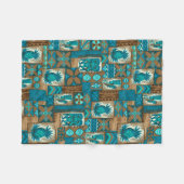Pomaika'i Tiki hawaiischer Vintager Tapa Fleecedecke (Vorderseite (Horizontal))