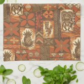 Pomaika'i Tiki hawaiischer Vintager Tapa Geschirrtuch (Gefaltet)