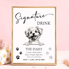 Pomapoo Hund Hochzeit Signature Drink Zeichen Poster